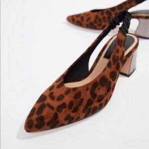 Women’s leopard sling back heel.